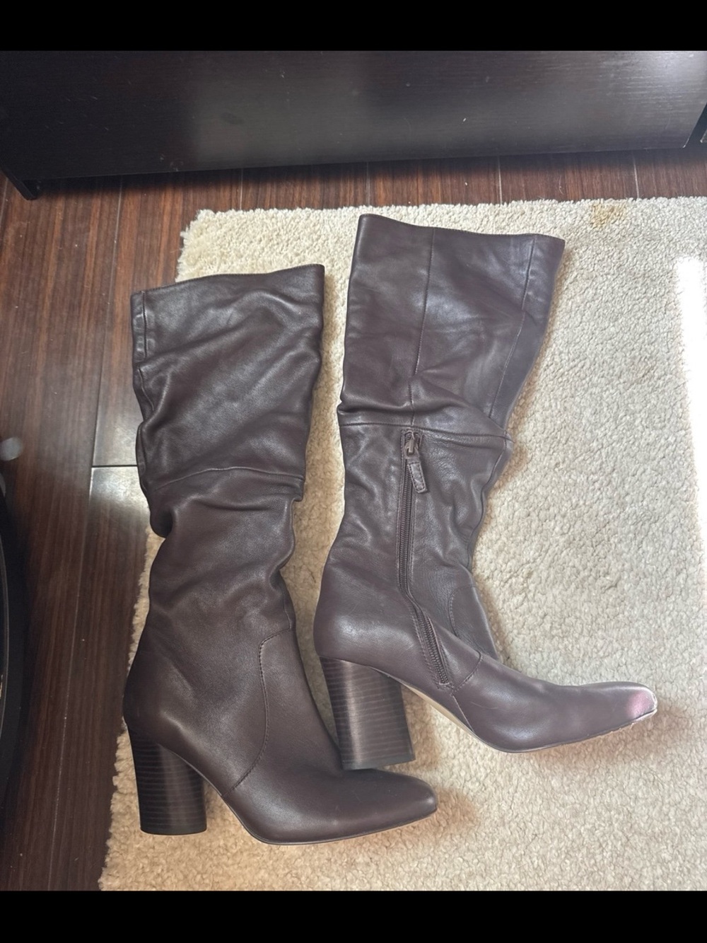 Tahari Chocolate Brown Knee-High Block Heel Boots